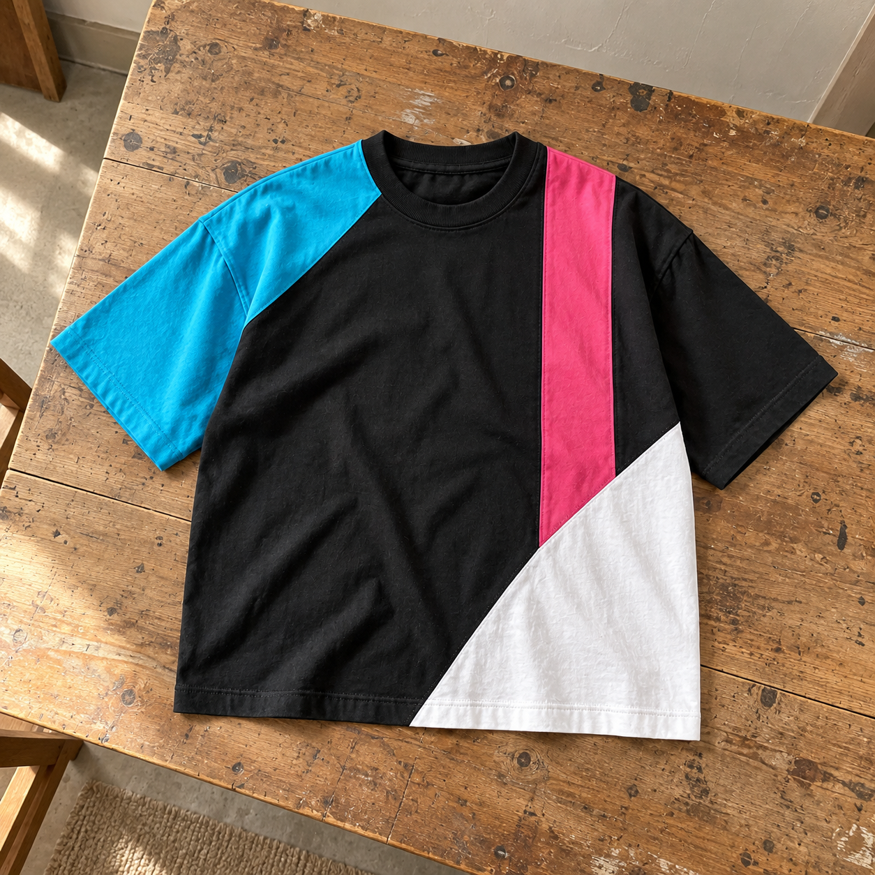 Color-blocked Beast T-shirt on a mannequin
